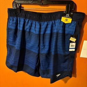 Speedo Men’s Blue/Black Swim Comfort Stretch Shorts XL NWT